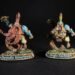 Two painted dwarf miniatures on grassy bases, name plaques read 'Barundin Bitterbeam' and 'Hargin Hardstare'.