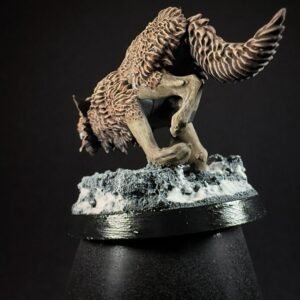 IMG_1842 Three fenrisian wolves miniatures standing on rocky, snow-covered