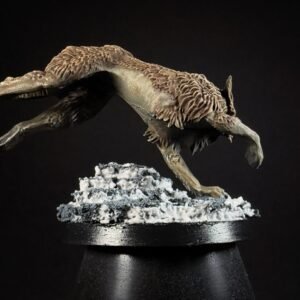IMG_1856 Three fenrisian wolves miniatures standing on rocky, snow-covered
