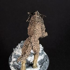 IMG_1873 Three fenrisian wolves miniatures standing on rocky, snow-covered