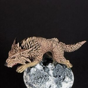 IMG_1876 Three fenrisian wolves miniatures standing on rocky, snow-covered