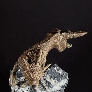 IMG_1877 Three fenrisian wolves miniatures standing on rocky, snow-covered