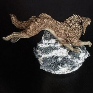 IMG_1880 Three fenrisian wolves miniatures standing on rocky, snow-covered