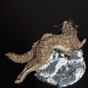 IMG_1881 Three fenrisian wolves miniatures standing on rocky, snow-covered