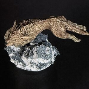 IMG_1884 Three fenrisian wolves miniatures standing on rocky, snow-covered