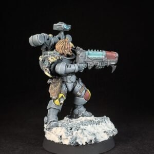 Space Wolves Wolf Scout Gunner_1948 Painted Space Wolves Wolf Scout Gunner with plasma gun on snowy base