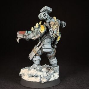 Space Wolves Wolf Scout Gunner_1951 Painted Space Wolves Wolf Scout Gunner with plasma gun on snowy base