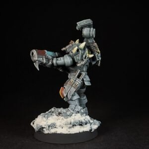Space Wolves Wolf Scout Gunner_1952 Painted Space Wolves Wolf Scout Gunner with plasma gun on snowy base