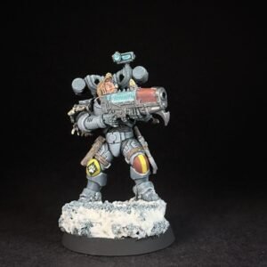 Space Wolves Wolf Scout Gunner_1954 Painted Space Wolves Wolf Scout Gunner with plasma gun on snowy base