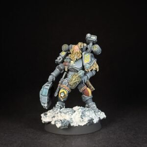 Space Wolves Wolf Scout Trapmaster _1955 Painted Space Wolves Wolf Scout Trapmaster with plasma pistol and combat blade on snowy base