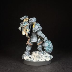 Space Wolves Wolf Scout Trapmaster _1958 Painted Space Wolves Wolf Scout Trapmaster with plasma pistol and combat blade on snowy base
