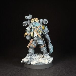 Space Wolves Wolf Scout Trapmaster _1959 Painted Space Wolves Wolf Scout Trapmaster with plasma pistol and combat blade on snowy base