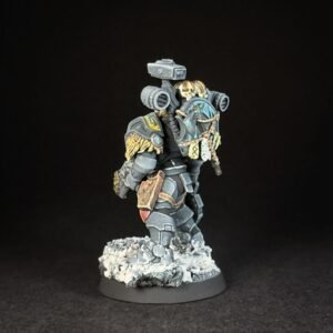 Space Wolves Wolf Scout Trapmaster _1960 Painted Space Wolves Wolf Scout Trapmaster with plasma pistol and combat blade on snowy base