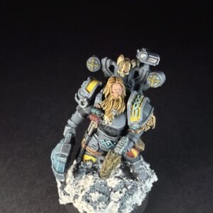 Space Wolves Wolf Scout Trapmaster _1963 Painted Space Wolves Wolf Scout Trapmaster with plasma pistol and combat blade on snowy base