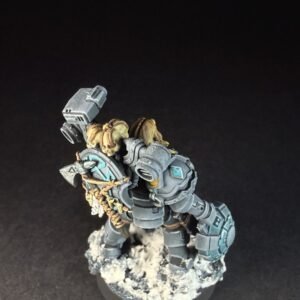 Space Wolves Wolf Scout Trapmaster_1966 Painted Space Wolves Wolf Scout Trapmaster with plasma pistol and combat blade on snowy base