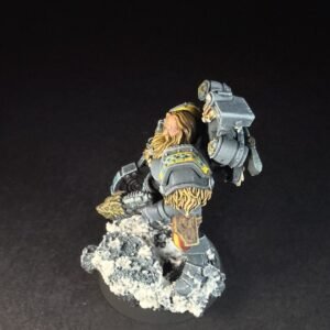 Space Wolves Wolf Scout Trapmaster_1969 Painted Space Wolves Wolf Scout Trapmaster with plasma pistol and combat blade on snowy base