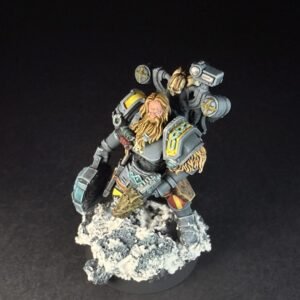 Space Wolves Wolf Scout Trapmaster_1970 Painted Space Wolves Wolf Scout Trapmaster with plasma pistol and combat blade on snowy base