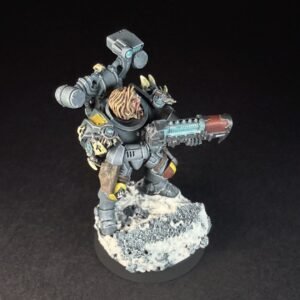 Space Wolves Wolf Scout Gunner_1972 Painted Space Wolves Wolf Scout Gunner with plasma gun on snowy base