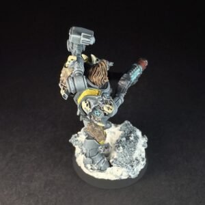 Space Wolves Wolf Scout Gunner_1973 Painted Space Wolves Wolf Scout Gunner with plasma gun on snowy base