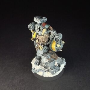 Space Wolves Wolf Scout Gunner_1974 Painted Space Wolves Wolf Scout Gunner with plasma gun on snowy base