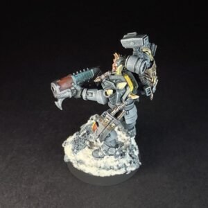 Space Wolves Wolf Scout Gunner_1976 Painted Space Wolves Wolf Scout Gunner with plasma gun on snowy base