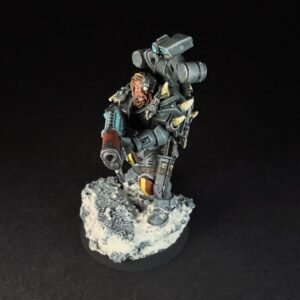 Space Wolves Wolf Scout Gunner_1977 Painted Space Wolves Wolf Scout Gunner with plasma gun on snowy base