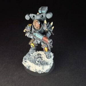 Space Wolves Wolf Scout Gunner_1978 Painted Space Wolves Wolf Scout Gunner with plasma gun on snowy base