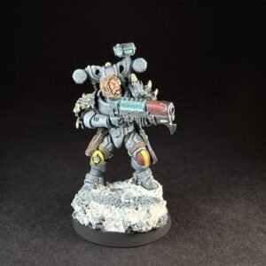Space Wolves Wolf Scout Gunner_1988 Painted Space Wolves Wolf Scout Gunner with plasma gun on snowy base