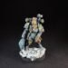 Painted Space Wolves Wolf Scout Trapmaster with plasma pistol and combat blade on snowy base