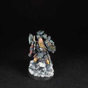 Wolf Scout Pack Leader_2001 Painted Space Wolves Wolf Scout Pack Leader with plasma pistol and power weapon on snowy base
