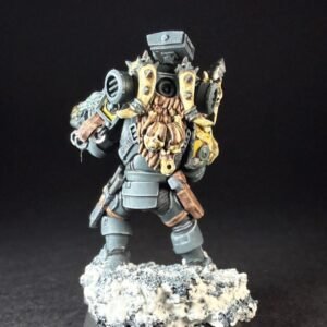 Wolf Scout Pack Leader_2010 Painted Space Wolves Wolf Scout Pack Leader with plasma pistol and power weapon on snowy base