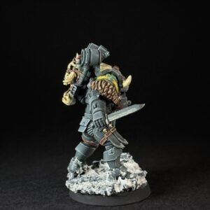 Painted Wolf Scout Fangbearer_2034 Painted Wolf Scout Fangbearer with Absolvor Bolt Pistol and Combat Blade on snowy base.