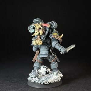 Painted Wolf Scout Fangbearer_2035 Painted Wolf Scout Fangbearer with Absolvor Bolt Pistol and Combat Blade on snowy base.