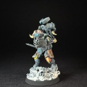 Painted Wolf Scout Fangbearer_2038 Painted Wolf Scout Fangbearer with Absolvor Bolt Pistol and Combat Blade on snowy base.