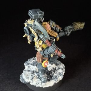 Wolf Scout Pack Leader_2049 Painted Space Wolves Wolf Scout Pack Leader with plasma pistol and power weapon on snowy base