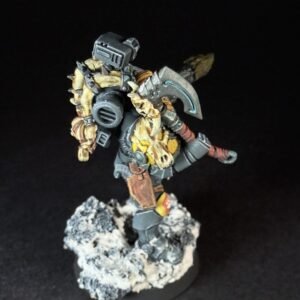 Wolf Scout Pack Leader_2050 Painted Space Wolves Wolf Scout Pack Leader with plasma pistol and power weapon on snowy base