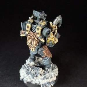 Wolf Scout Pack Leader_2051 Painted Space Wolves Wolf Scout Pack Leader with plasma pistol and power weapon on snowy base