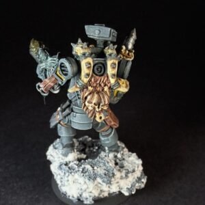 Wolf Scout Pack Leader_2052 Painted Space Wolves Wolf Scout Pack Leader with plasma pistol and power weapon on snowy base