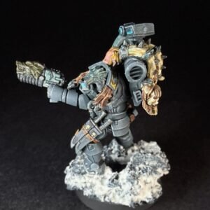 Wolf Scout Pack Leader_2053 Painted Space Wolves Wolf Scout Pack Leader with plasma pistol and power weapon on snowy base
