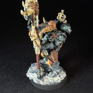 Scout Rune Priest Skjald_2061 Painted Wolf Scout Rune Priest Skjald with Bolt Pistol and Runic Staff on snowy base.