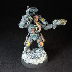 Painted Wolf Scout Hunter_2064 Painted Wolf Scout Hunter with Plasma Pistol and Combat Blade on snowy base.