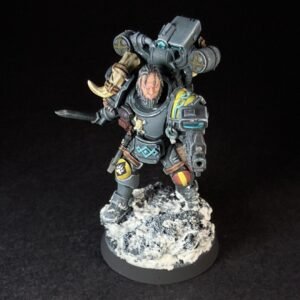 Painted Wolf Scout Fangbearer_2071 Painted Wolf Scout Fangbearer with Absolvor Bolt Pistol and Combat Blade on snowy base.