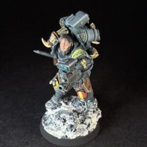 Painted Wolf Scout Fangbearer_2078 Painted Wolf Scout Fangbearer with Absolvor Bolt Pistol and Combat Blade on snowy base.